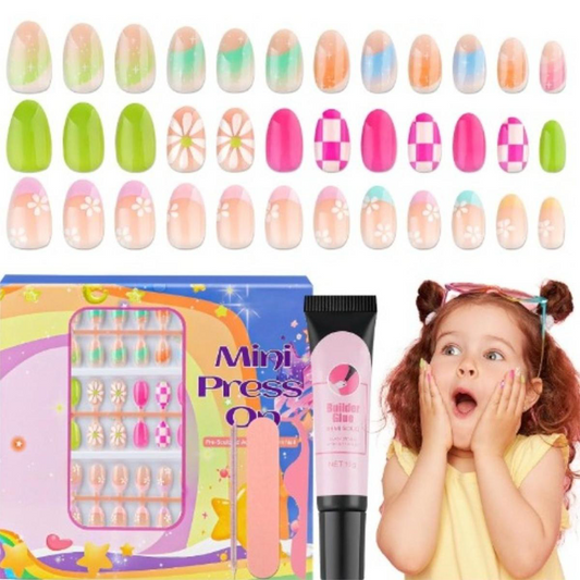EBANKU Kids Press On Nails 78pcs Flower Nail Kit