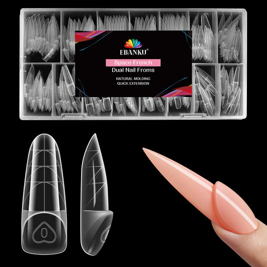 EBANKU 150PCS 3D Reverse French Dual Forms Almond B