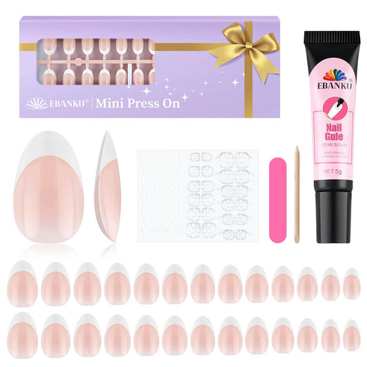 EBANKU Kids Press On Nails 156PCS French Tip Fake Nails