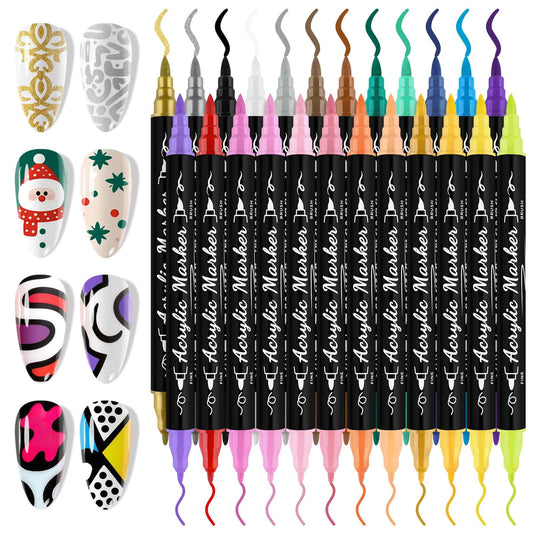 EBANKU 24 Pcs Nail Art Pens Set Quick-Dry Nail Markers