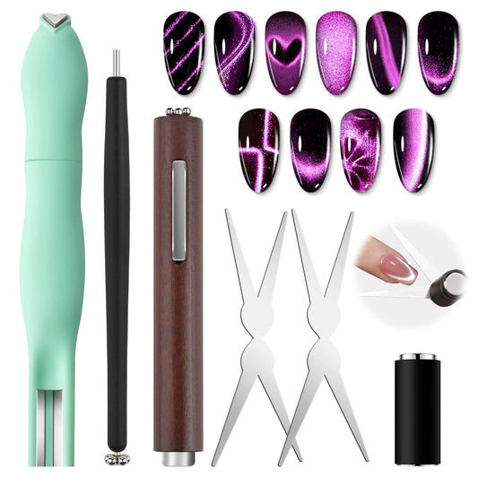 EBANKU 6PCS Cat Eye Nail Magnet Tool Set for DIY Gel Nails