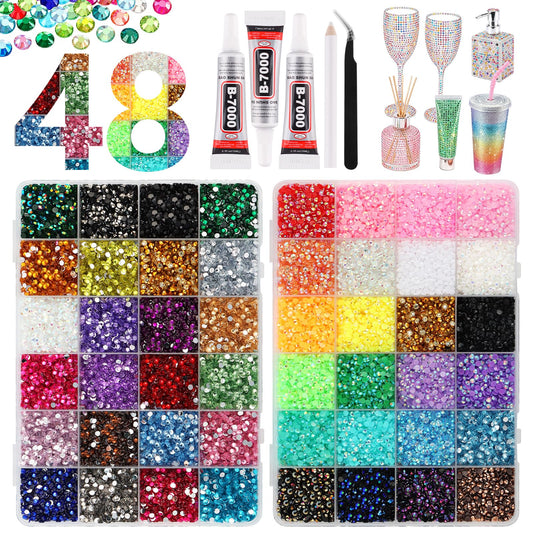 EBANKU 48000PCS Resin Jelly Rhinestones Bedazzling Kit 48 Colors