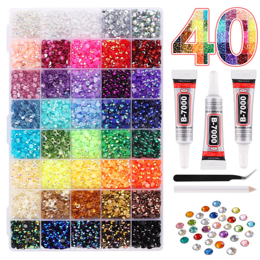 EBANKU 40 Color 5MM Resin Jelly Rhinestones Bedazzling Kit