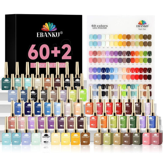 EBANKU 60 Colors Gel Nail Polish Set Same Color Bottle 15ML Kit
