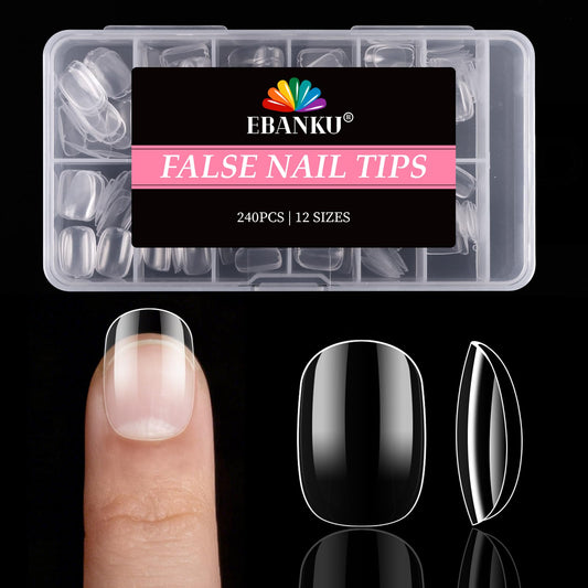 EBANKU 240PCS Kids Clear Fake Nail Tips, Full Cover Press On Nails