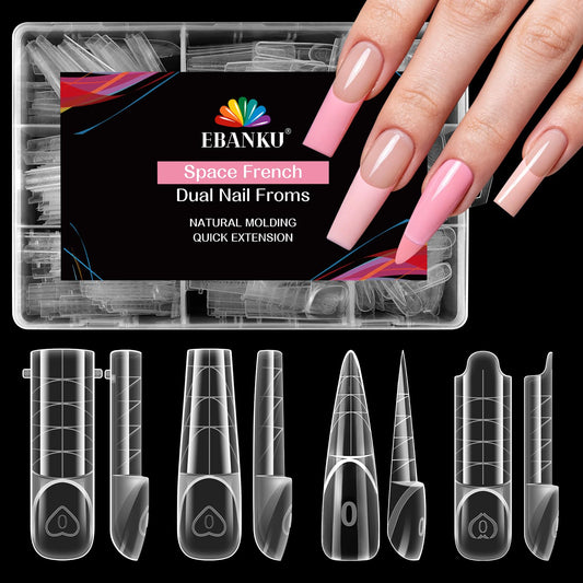 EBANKU 3D Reverse French Dual Form 240PCS 4 Shapes 15 Sizes
