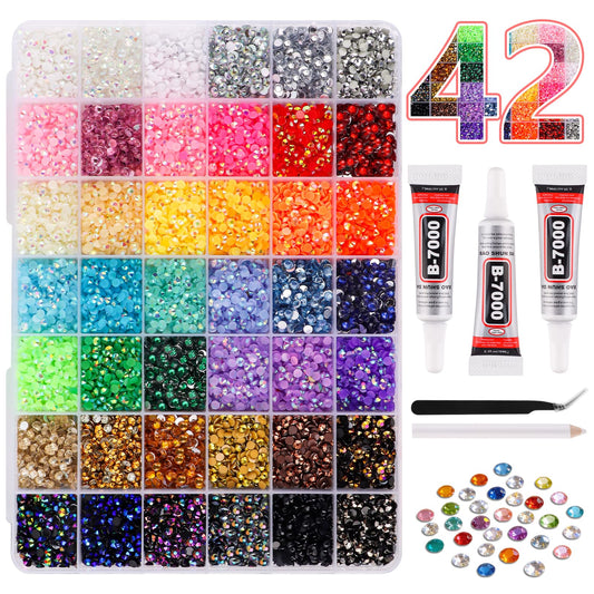 EBANKU 42 Color Resin Jelly Rhinestones Bedazzling Kit 4MM