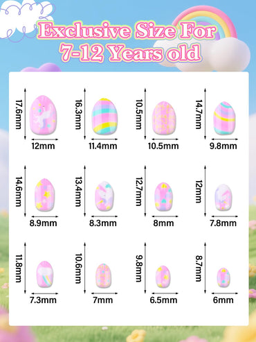 EBANKU 24PCS Kids Press On Nails Horse Fake Nail Kit for Girls