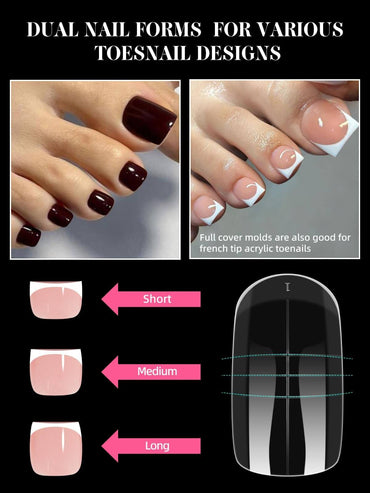 EBANKU 300PCS Toe Dual Nail Forms 15 Sizes Poly Gel Pedicure Kit