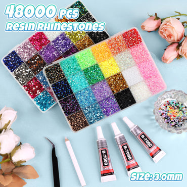 EBANKU 48000PCS Resin Jelly Rhinestones Bedazzling Kit 48 Colors