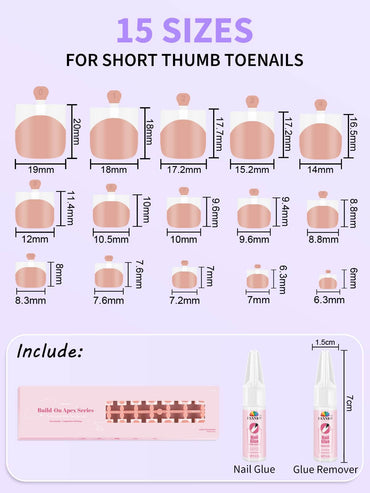 EBANKU French Tip Press On Toenails 150 Pcs Nude Square Tips