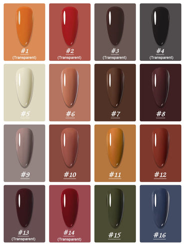 Kalolary 16 Color Solid Jelly Gel Nail Polish Set