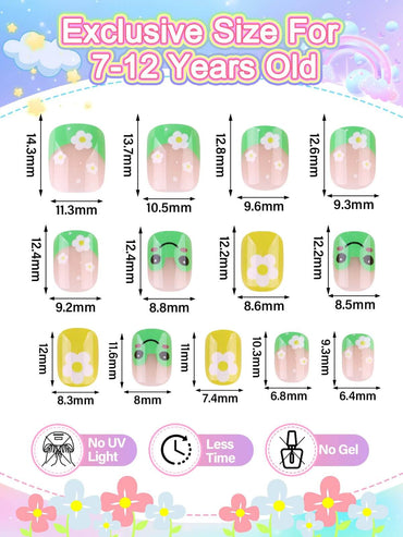 EBANKU Kids Press On Nails 78PCS Frog Design w/Glue