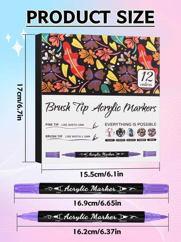EBANKU 12 Colors Double-Tip 3D Nail Art Pens Set