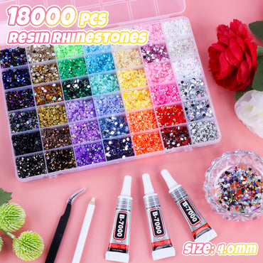 EBANKU 42 Color Resin Jelly Rhinestones Bedazzling Kit 4MM