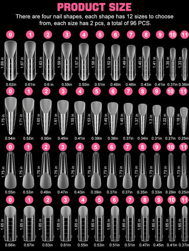 EBANKU 96PCS Dual Nail Forms Kit, Clear Poly Gel Nail Extension Tips