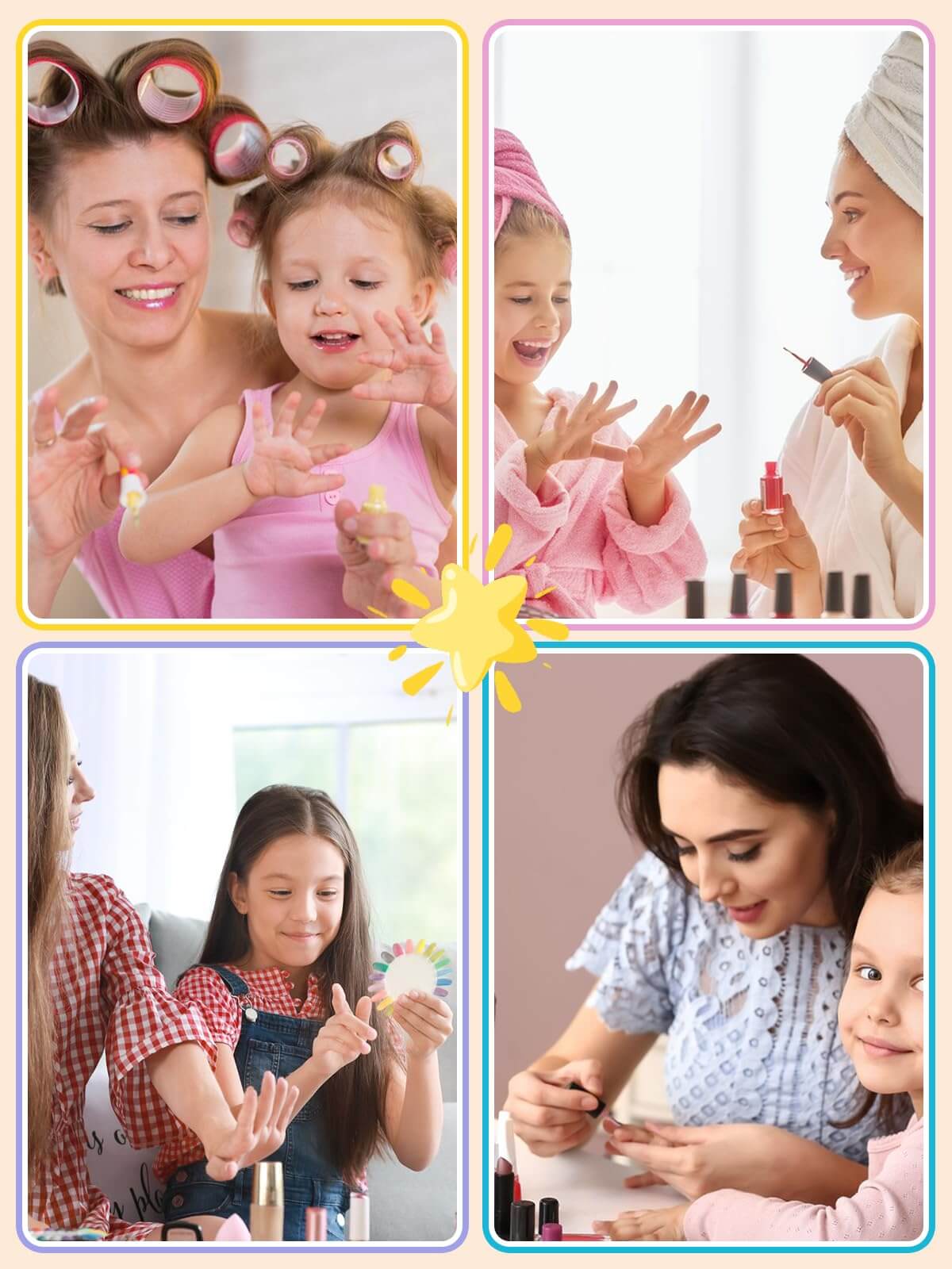 EBANKU Kids Press On Nails 26Pcs Pink Heart Grid Set