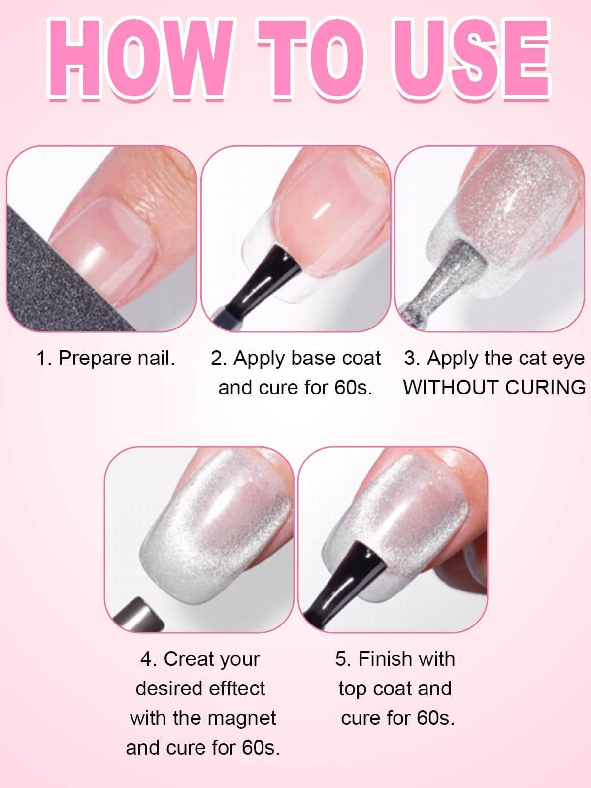 EBANKU 54PCS Cat Eye Gel Magnet Nail Art Tools Kit