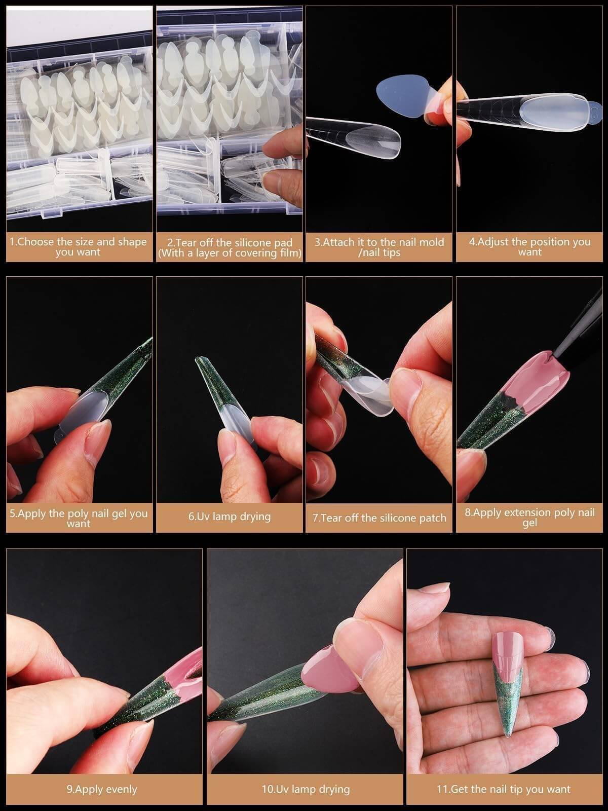 EBANKU 288PCS Poly Gel Dual Nail Forms 6 Styles French Nails