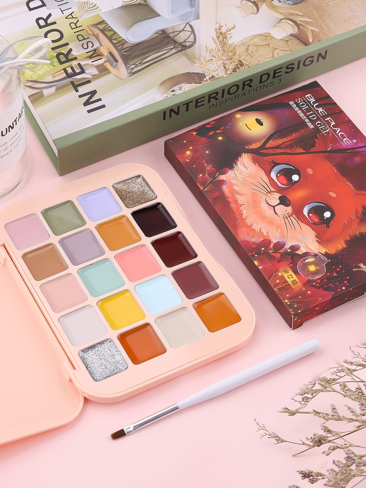 Kalolary 20 Color Nude Gel Nail Polish Palette with Brushes