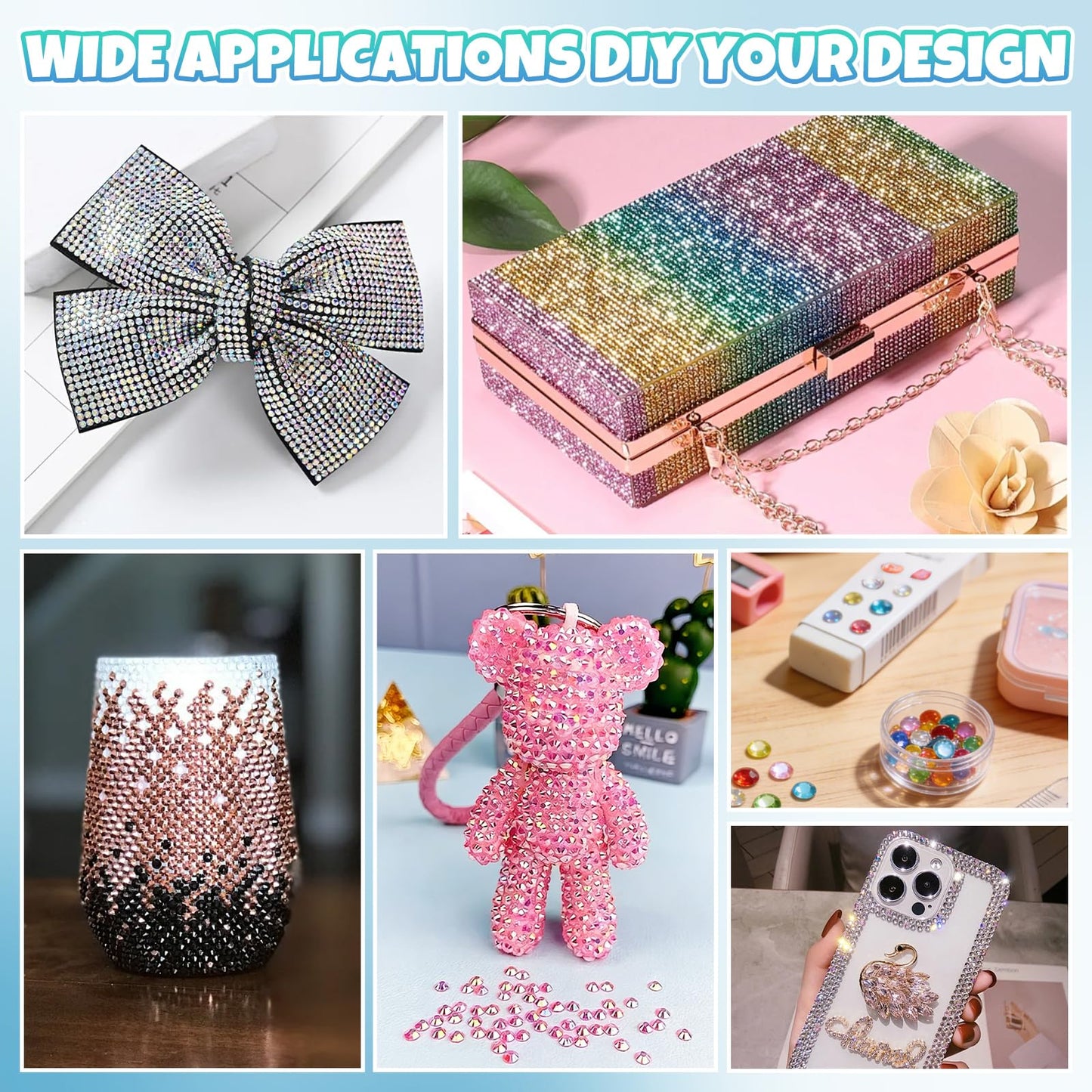 EBANKU 48000PCS Resin Jelly Rhinestones Bedazzling Kit 48 Colors