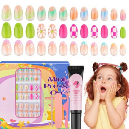 EBANKU Kids Press On Nails 78pcs Flower Nail Kit