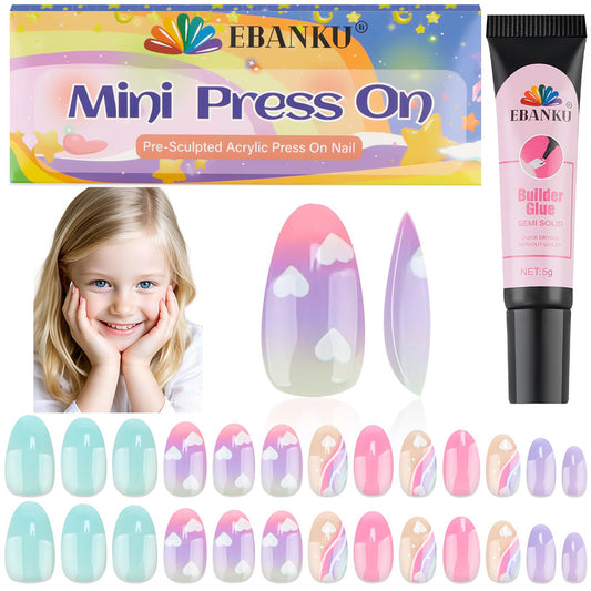 EBANKU Kids Press On Nails 26pcs Colorful Set