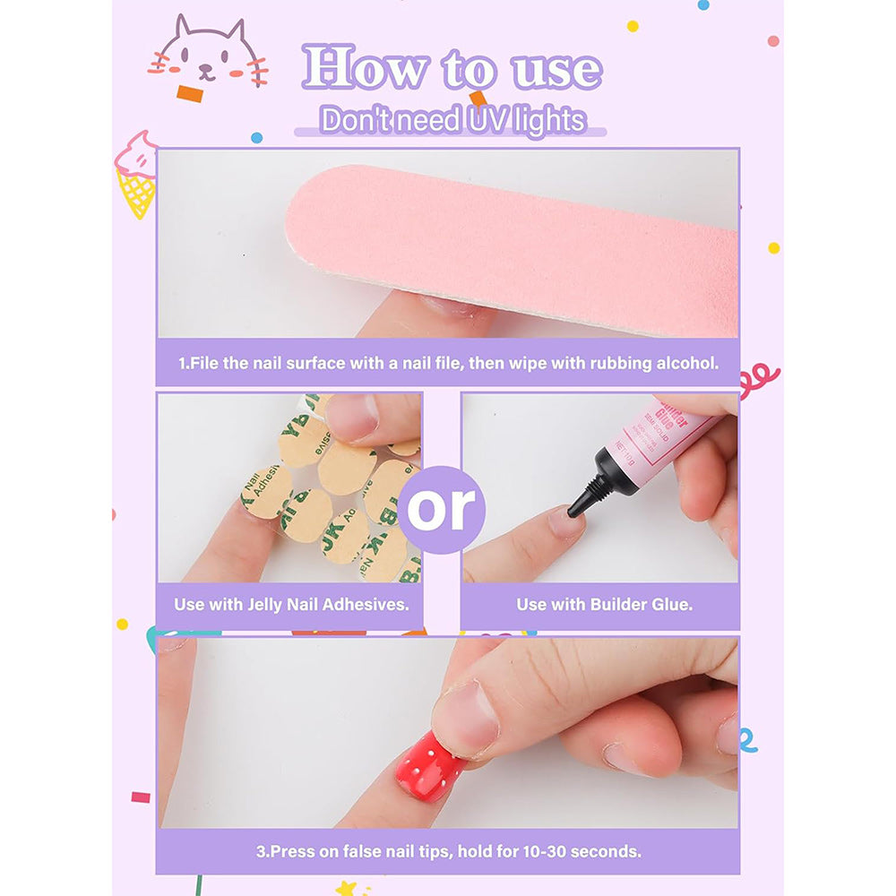 EBANKU Kids Press On Nails 78pcs Flower Nail Kit