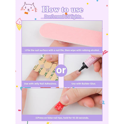 EBANKU Kids Press On Nails 78pcs Flower Nail Kit