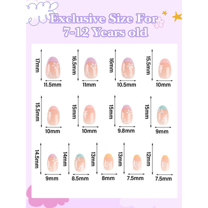 EBANKU Kids Press On Nails 26pcs Pink Flower Set
