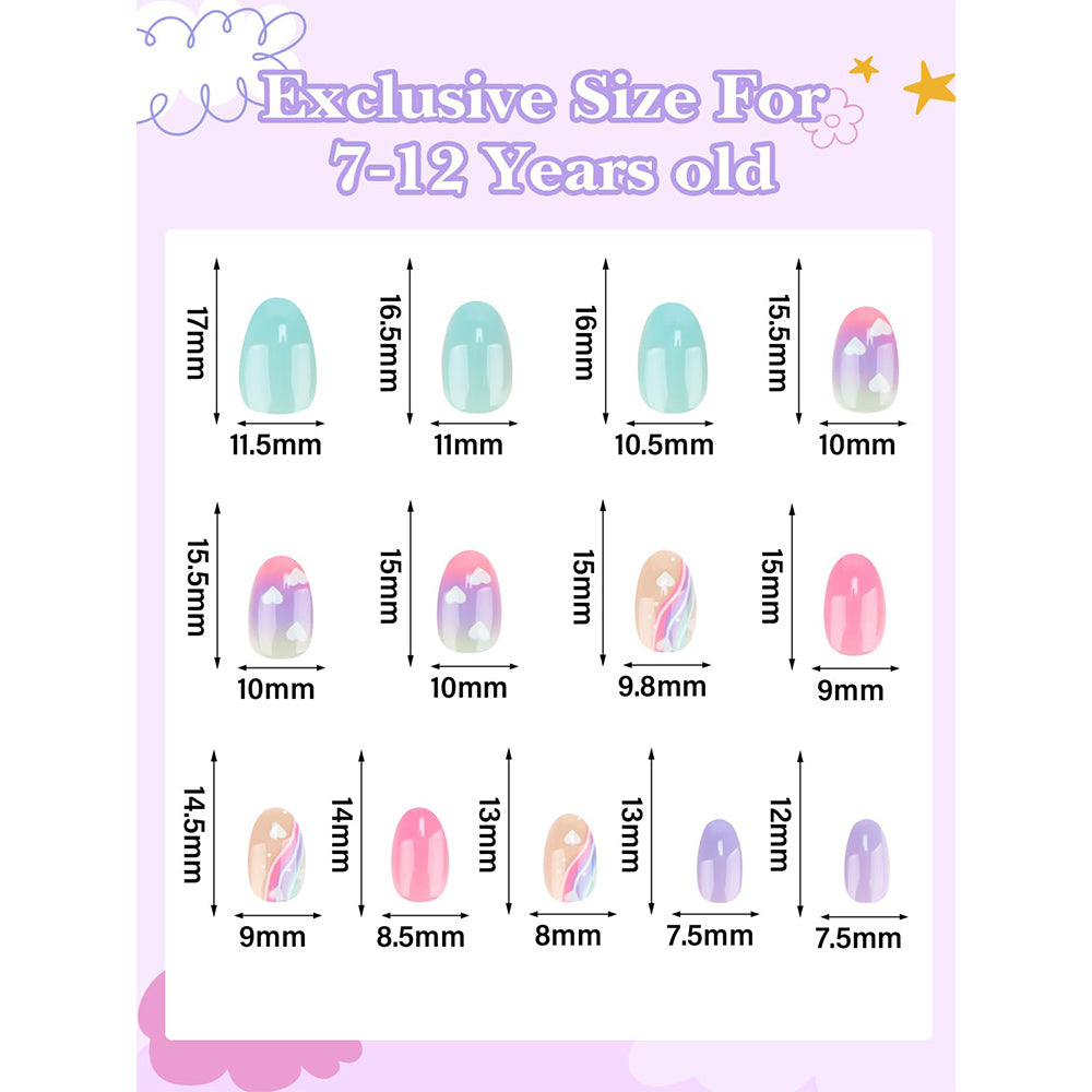 EBANKU Kids Press On Nails 26pcs Colorful Set