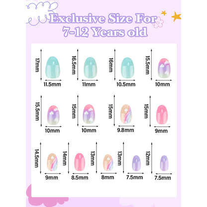 EBANKU Kids Press On Nails 26pcs Colorful Set