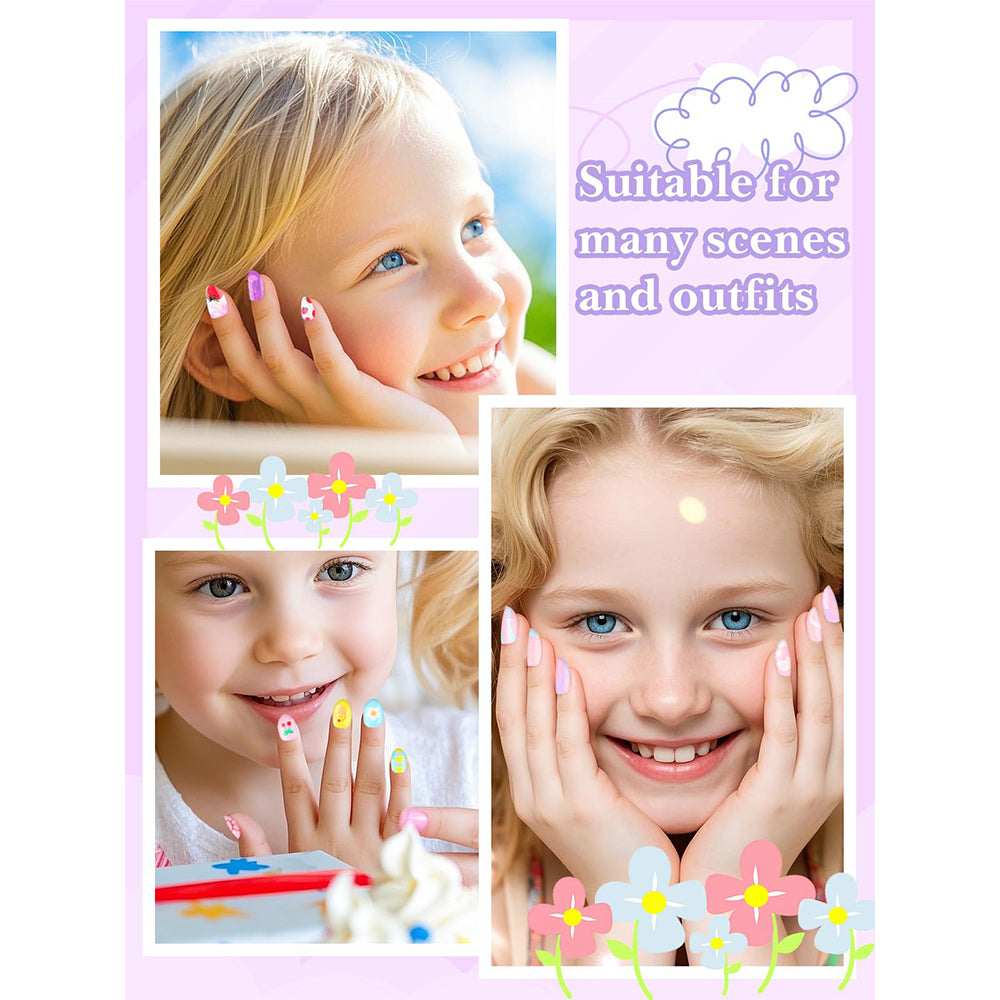 EBANKU Kids Press On Nails 78pcs Bow Strawberry Set