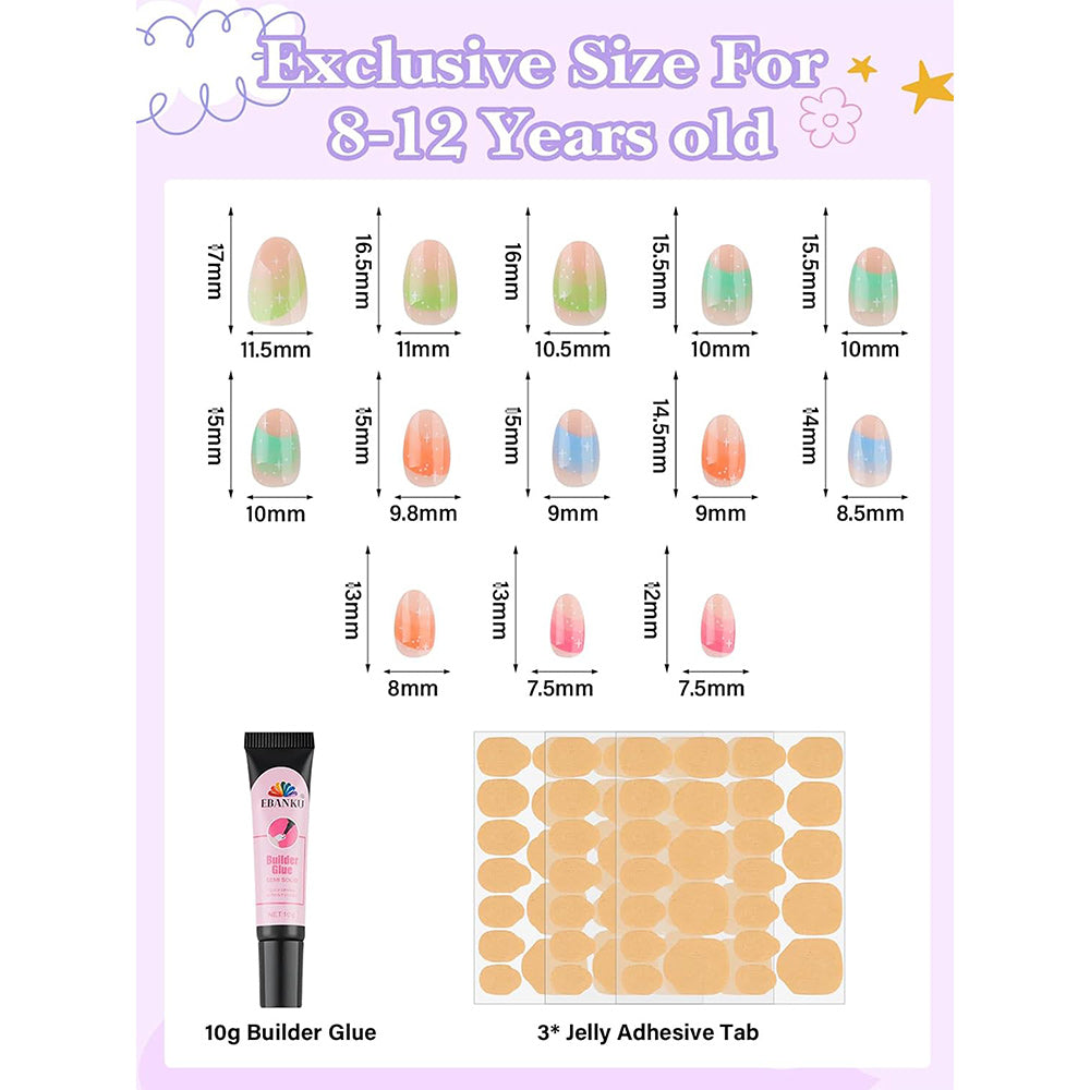 EBANKU Kids Press On Nails 78pcs Flower Nail Kit
