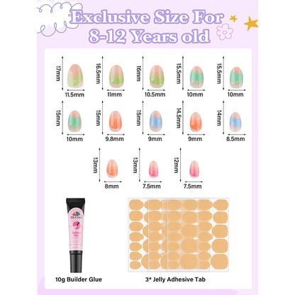 EBANKU Kids Press On Nails 78pcs Flower Nail Kit