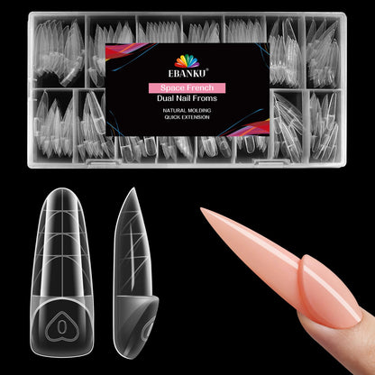 EBANKU 150PCS 3D Reverse French Dual Forms Almond B