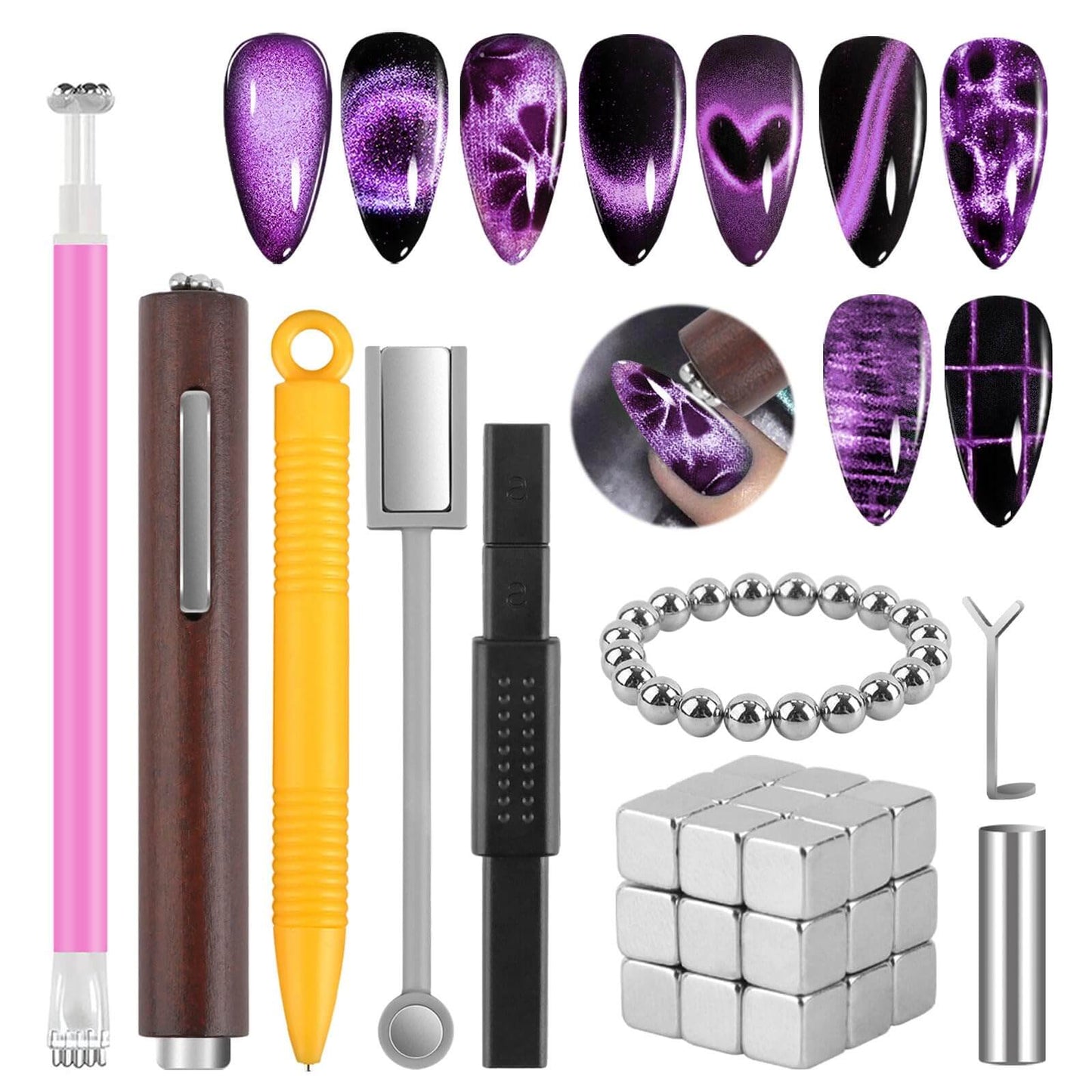 EBANKU 54PCS Cat Eye Gel Magnet Nail Art Tools Kit