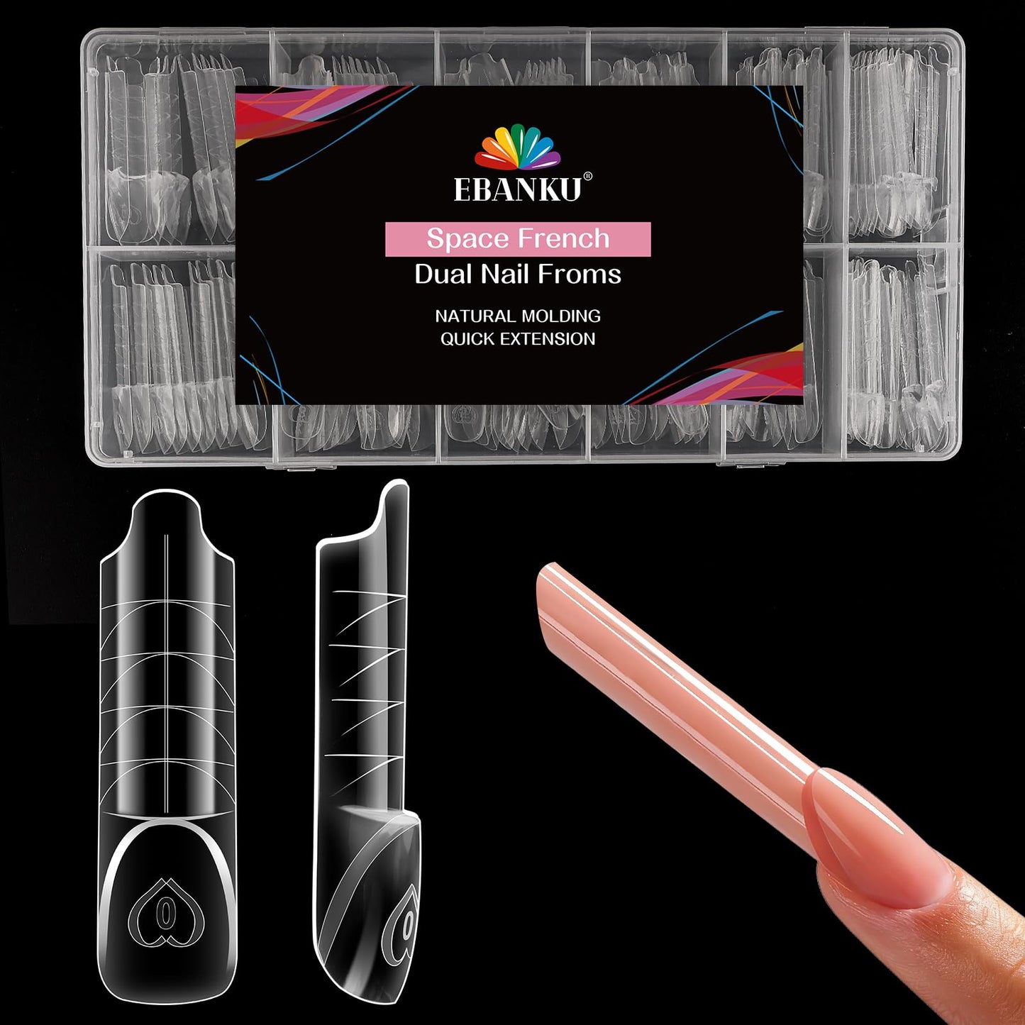 EBANKU 150PCS 3D Reverse French Dual Forms 15 Sizes Reusable