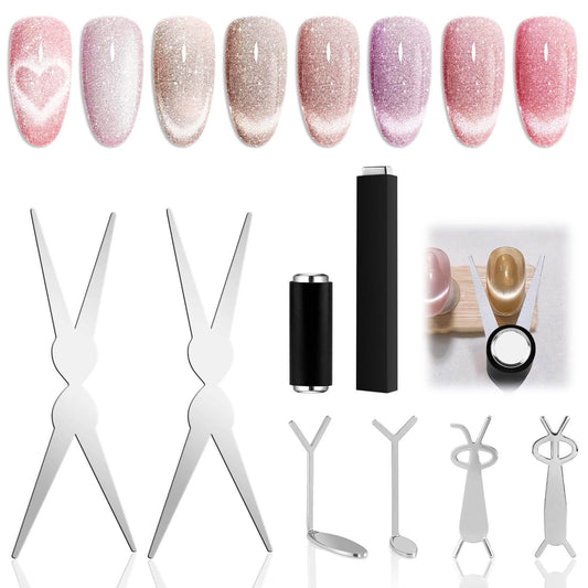 EBANKU 2-in-1 Cat Eye Nail Magnet Scissor Tool for DIY Nails