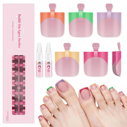 EBANKU 150 Pcs Colorful French Tip Press On Toenails with Glue