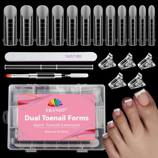 EBANKU Poly Gel Toe Nail Dual Forms Kit 120PCS with Clips