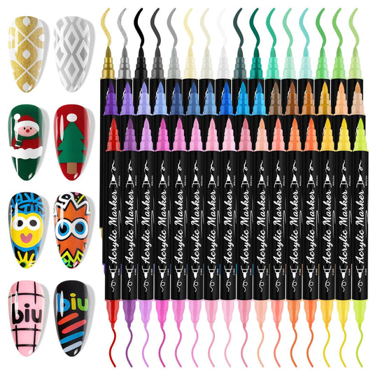 EBANKU 48 Colors Nail Art Pens Set Quick-Dry 3D Nail Markers