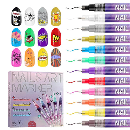 EBANKU 12-Color Nail Art Pens – DIY Nail Drawing Tools