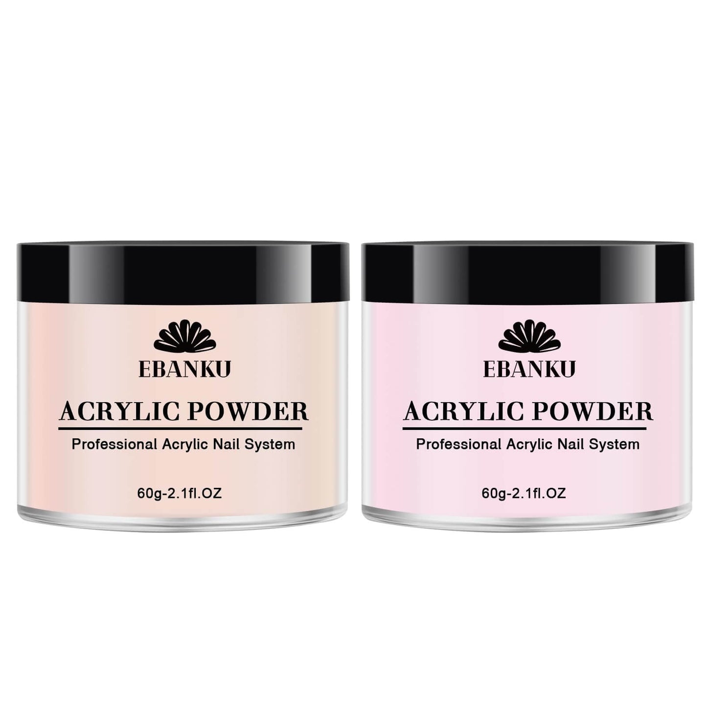 EBANKU Nude Pink Acrylic Powder Set 2x60g Nail Extension Powder