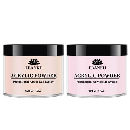EBANKU Nude Pink Acrylic Powder Set 2x60g Nail Extension Powder