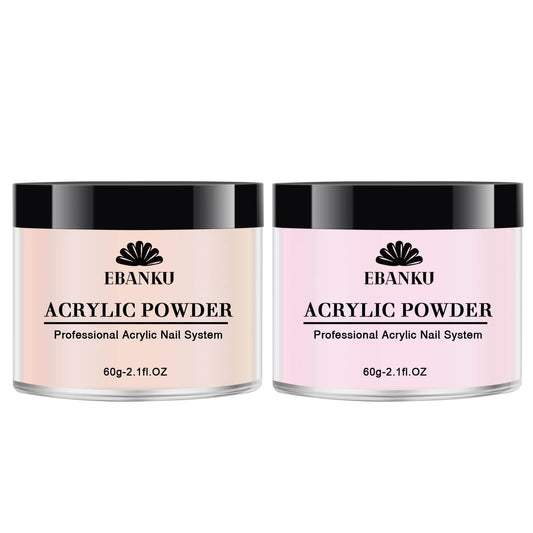 EBANKU Nude Pink Acrylic Powder Set 2x60g Nail Extension Powder