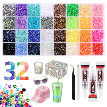 EBANKU 32000PCS Resin Jelly Rhinestones Bedazzling Kit 32 Colors