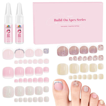 EBANKU French Tip Press On Toenails 120PCS Square Short Tips