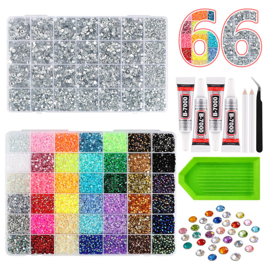 EBANKU 66000PCS Resin Rhinestones Bedazzling Kit 2 Boxes