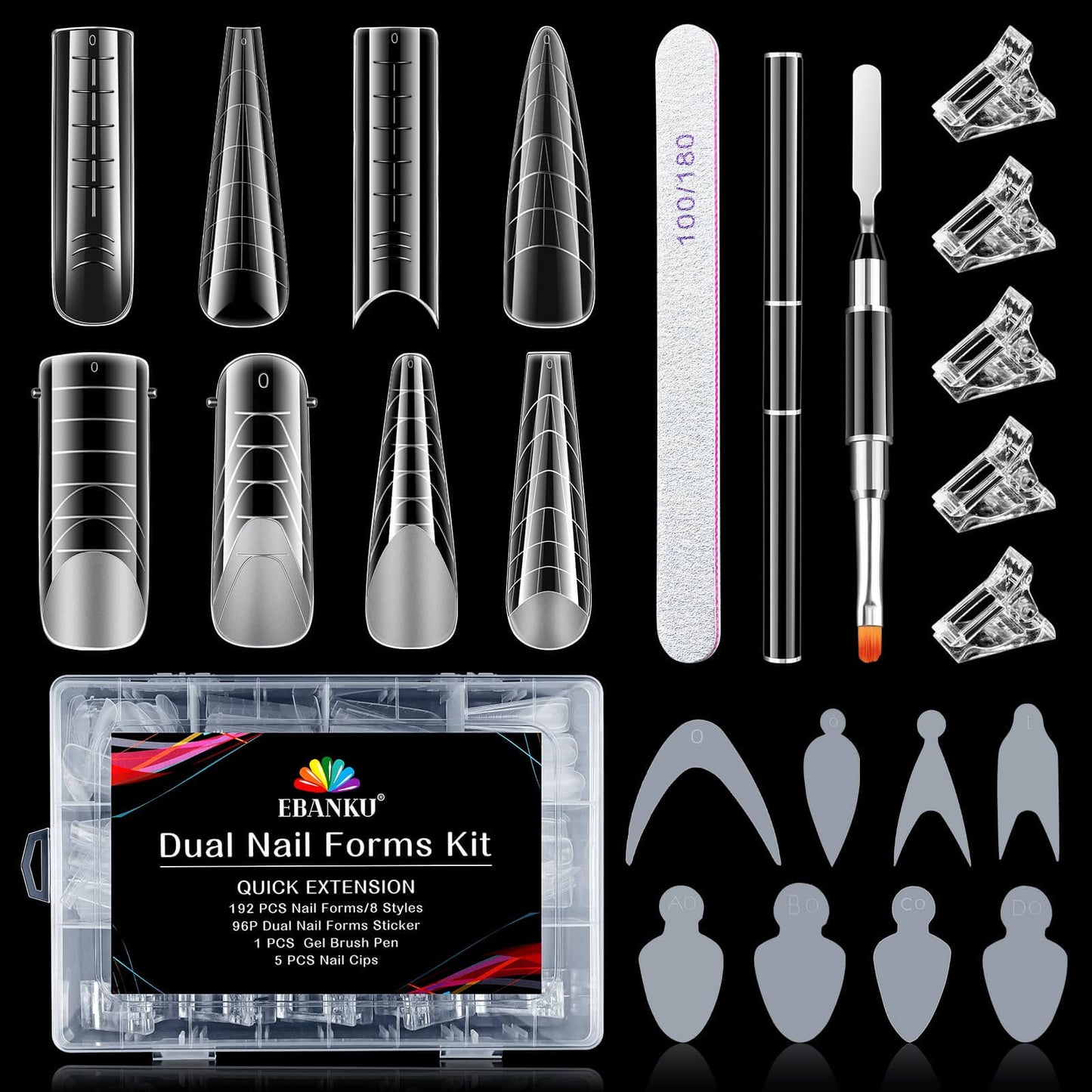EBANKU 288PCS Dual Form Poly Gel Nail Kit French Nails Set